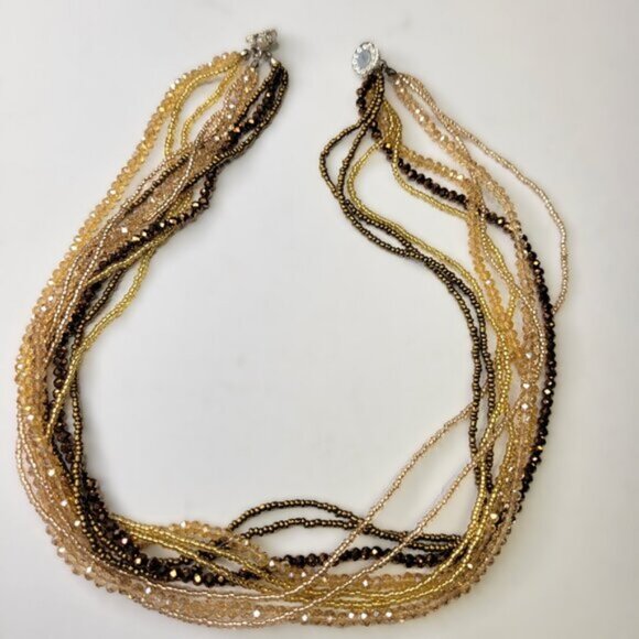 Multi Strand Braided Necklace Glass Bead Braided Necklace Beaded Twist Necklace - Picture 7 of 9